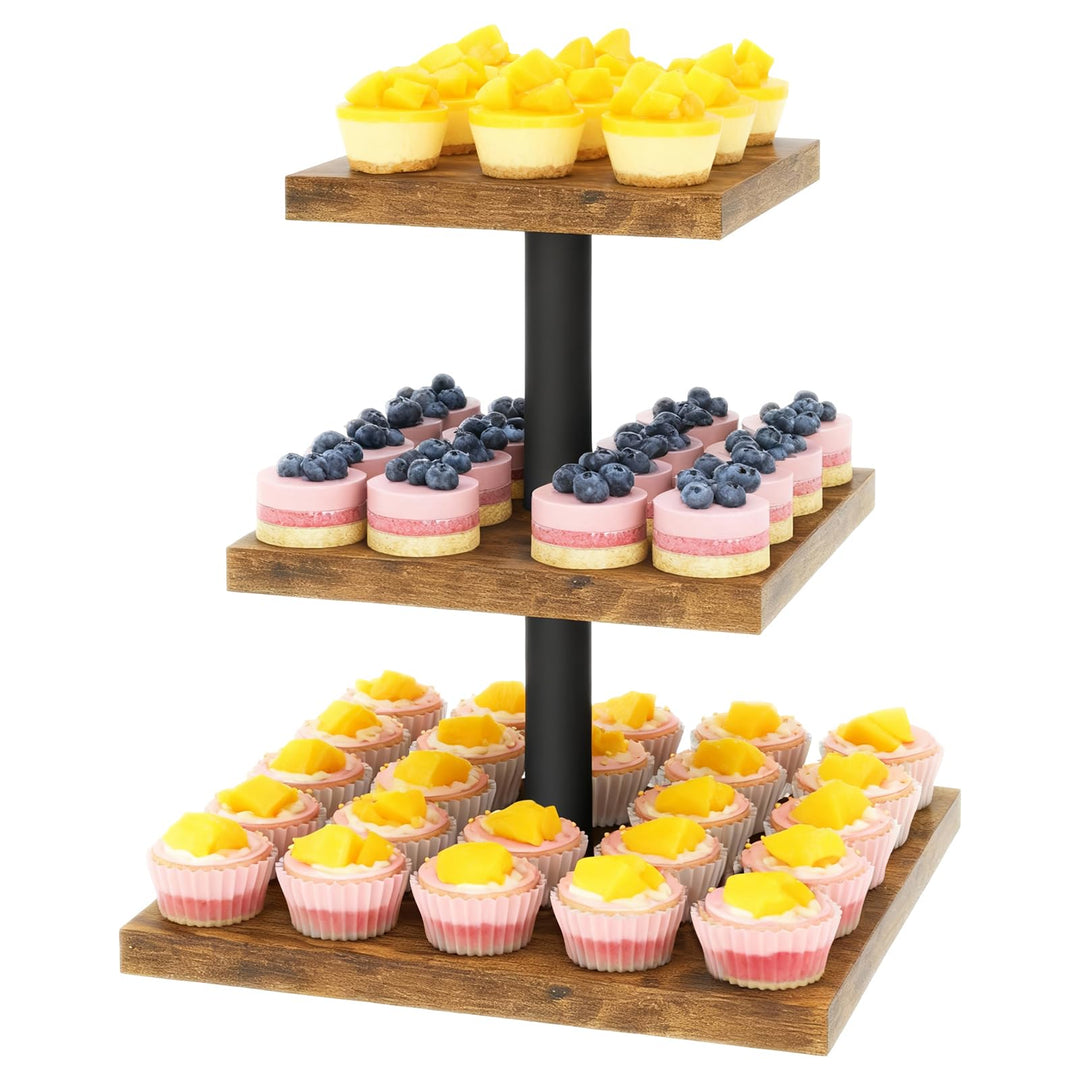 Holz-Cupcake-Ständer, Kuchenständer und Kuchentabletts, Mehrstöckige Gebäcktabletts, Wiederverwendba
