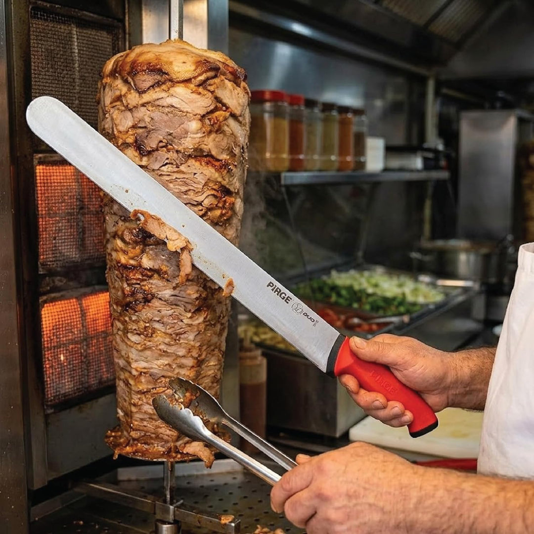 Pirge Duo Dönermesser 50 cm Rot - Aufschnittmesser - Schärfstes Döner Langmesser - Schneidemesser -