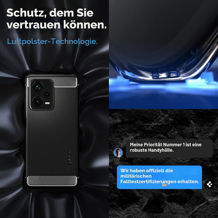 Spigen Rugged Armor Hülle Kompatibel mit Xiaomi Redmi Note 12 Pro Plus 5G -Schwarz