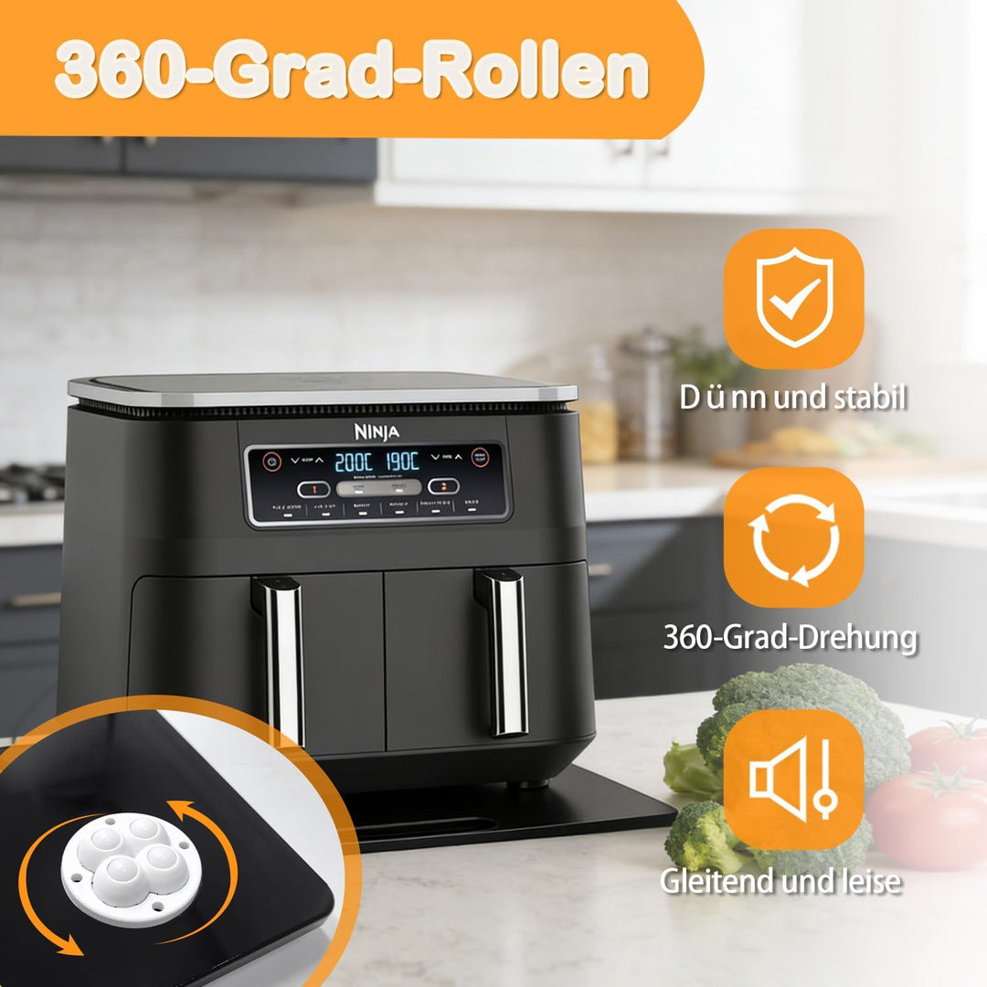 Gleitbrett für Ninja Foodi MAX Dual Zone Air Fryer –mit 360° Rollen | Stabile bewegen für Küchengerä