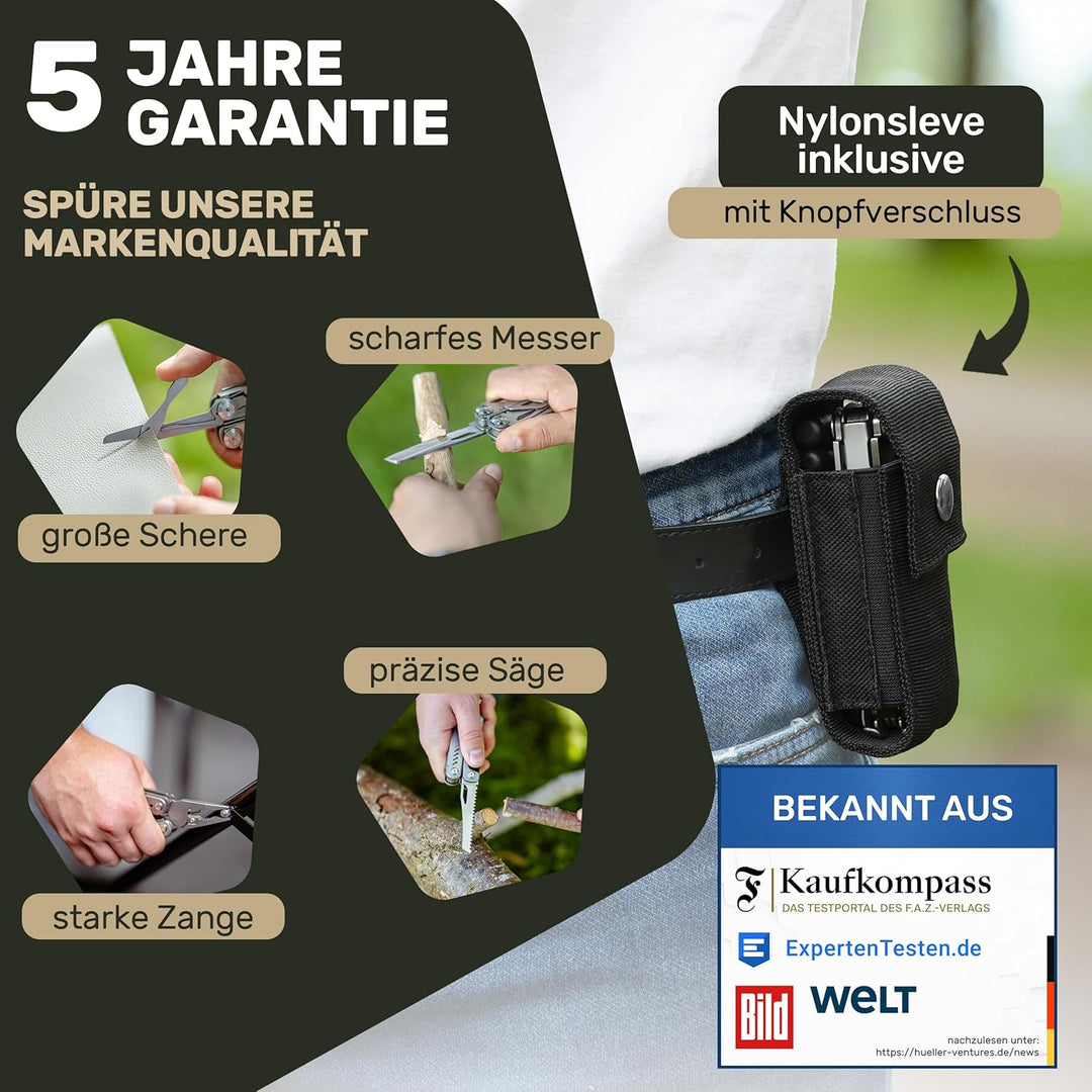 TREKLINE Premium Multitool Werkzeug [rostfreier Edelstahl] Survival Multifunktionsmesser perfektes C