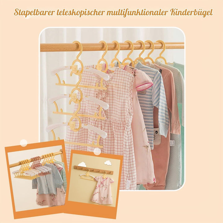 JSF Babykleiderbügel,Mitwachsende kleiderbügel KinderSet20 Stapelbare Baby Kleiderbügel mit Bärchen-