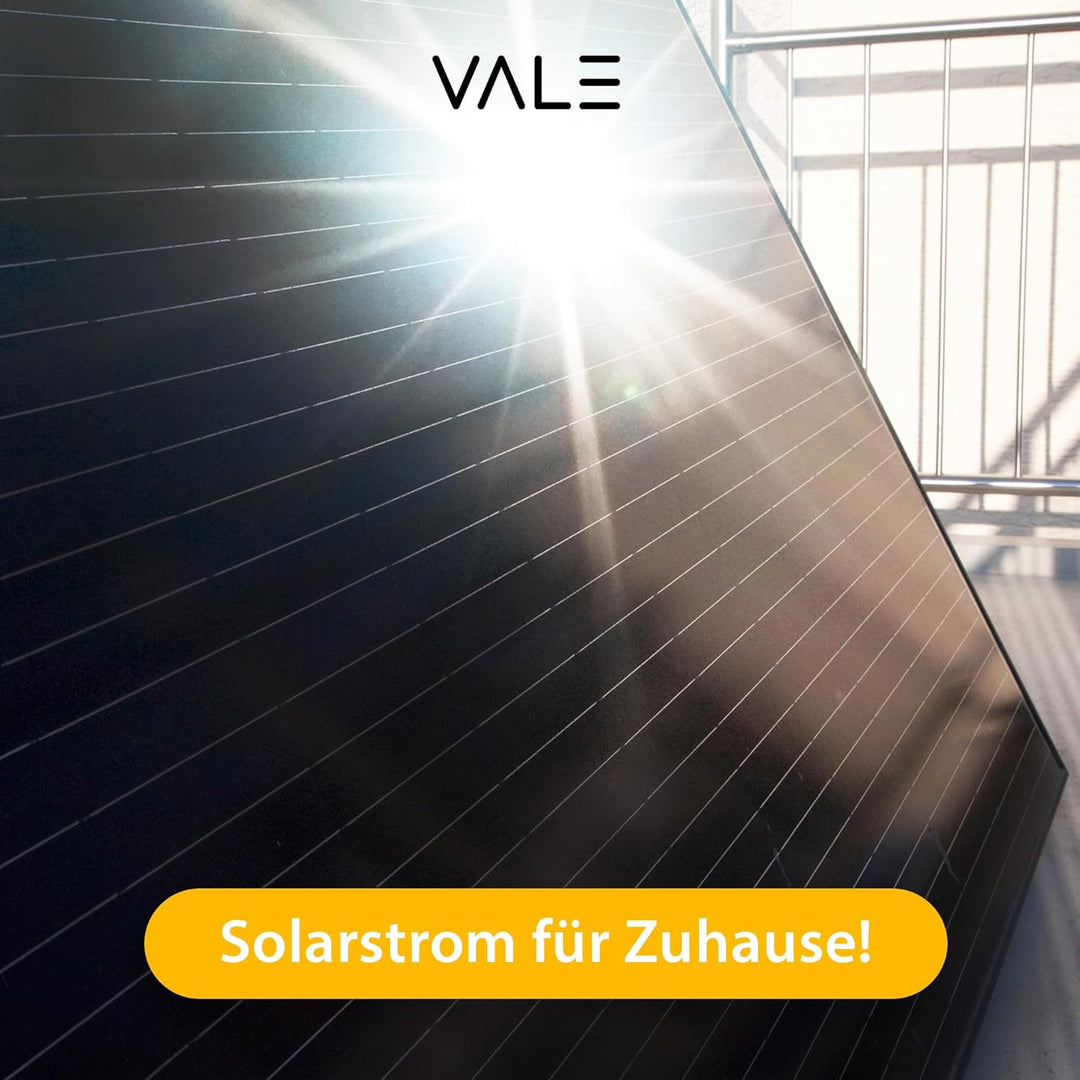 VALE Solarmodul Bifazial 450 Wp Full Black - Glas-Glas-Module - Solarpanel für Balkonkraftwerke - Un