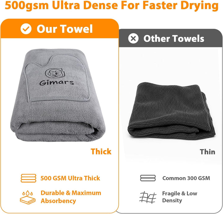 Gimars Thickened Pet Drying Towel with Gloves 140×70cm, 2 Pack, Gray 140×70cm 2er, 140×70cm 2er