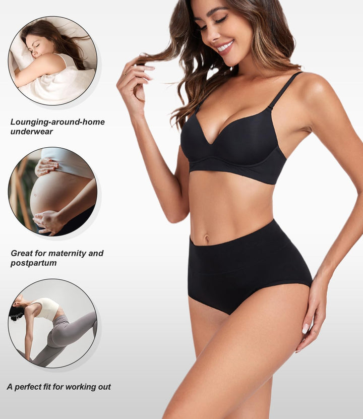 wirarpa Unterhosen Damen Unterwäsche Baumwolle Taillenslip High Rise Slip 4er Pack M Dunkles Schwarz
