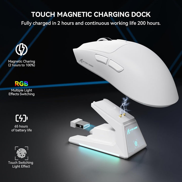 MAMBASNAKE x Attack Shark X1 Gaming-Maus mit Ladestation, 49g Ultralight, 40K DPI PAW3395 PRO-Sensor