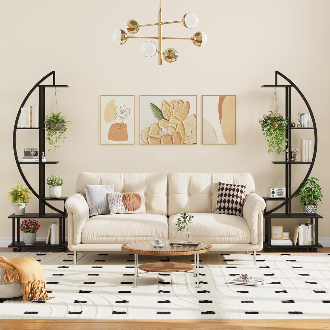 Garvee 5-Stufiger 176cm Pflanzenständer Mit Rädern - 2 Stück Blumenständer Metall Holz Pflanzenregal