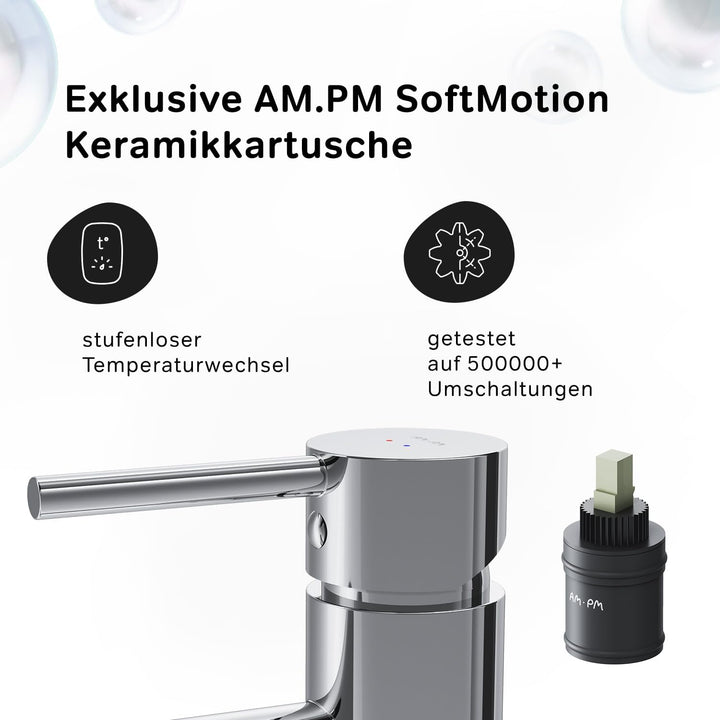 Wasserhahn Bad, Waschtischarmatur Chrom, Badarmatur aus Messing, Waschbecken Armatur Badezimmer, Ein