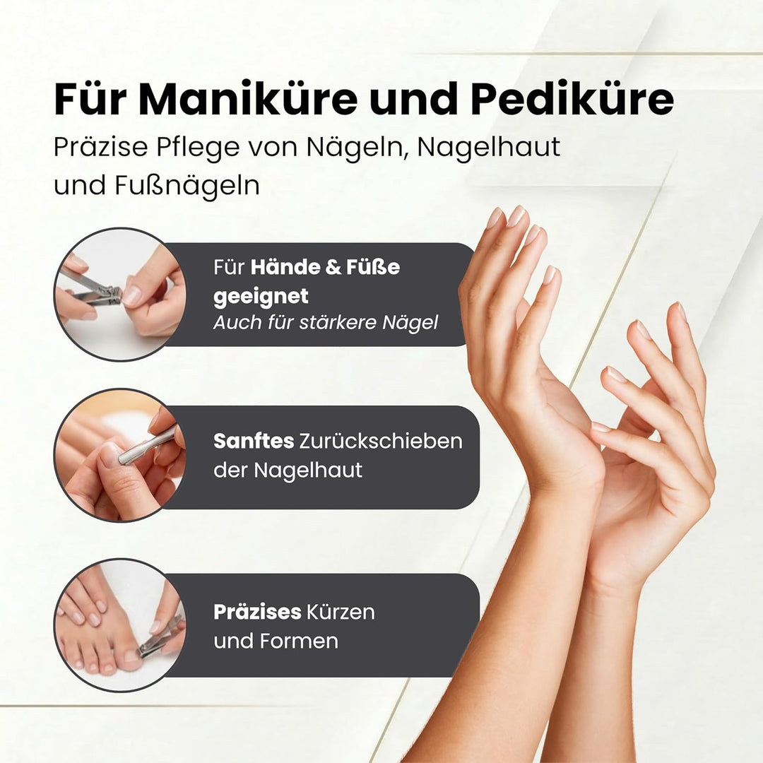 Maniküre Set 7-teilig – Reissverschluss-Etui mit Instrumenten aus Edelstahl & Karbonstahl – Maniküre