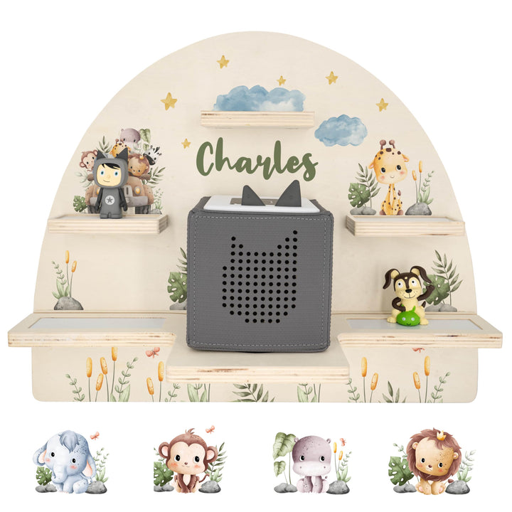 Geschenkfreude Personalisiertes Toniebox Regal für Kinderzimmer - Kinder Wandregal für Tonie Hörfigu