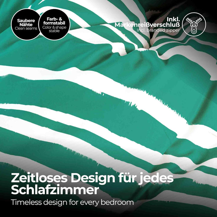 etérea Microfaser Bettwäsche 155x220 cm + 80x80 cm - Ganzjahres Bettwäsche Bettbezug Carola Gestreif