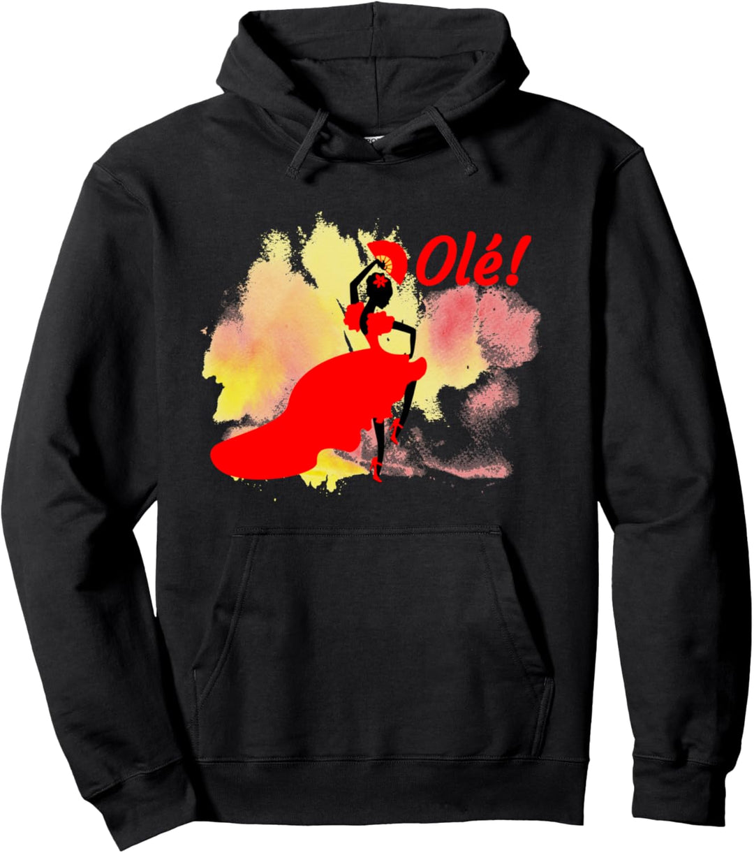 Flamenco-Tänzerin, spanische Tanzfrau in rotem Kleid Pullover Hoodie