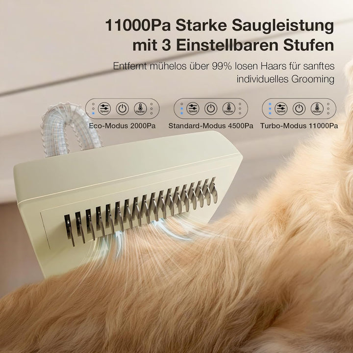 Hundeschermaschine mit Tierhaar Staubsauger &amp; Haartrockner 11000Pa 7-in-1 Haustierpflegeset 2.5L Sta
