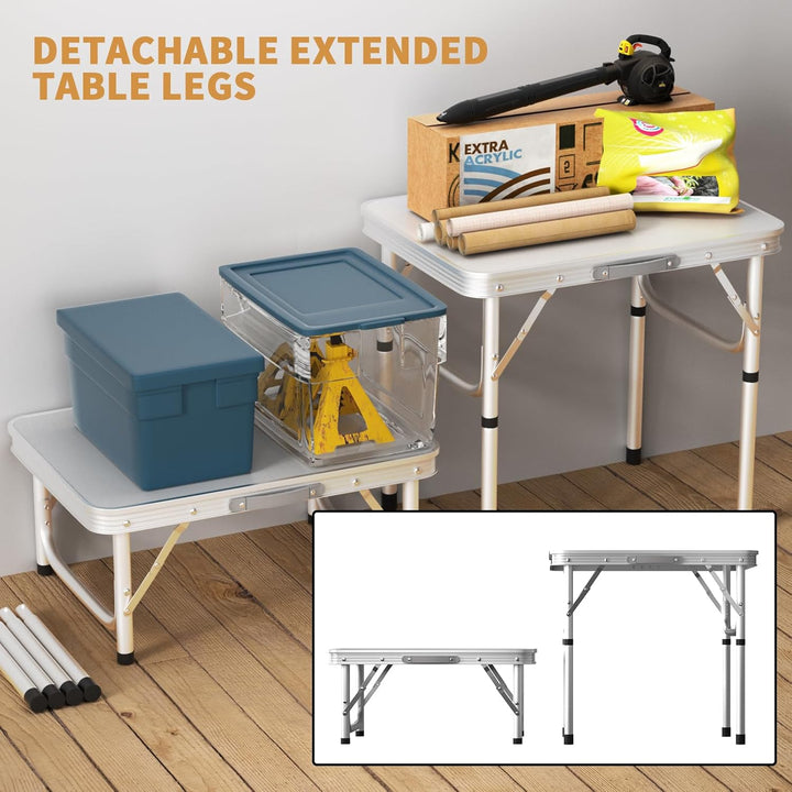 Bowose Aluminium-Camping-Tisch Klapptisch Leichter tragbarer Gartentisch für Picknick, Angeln, Grill
