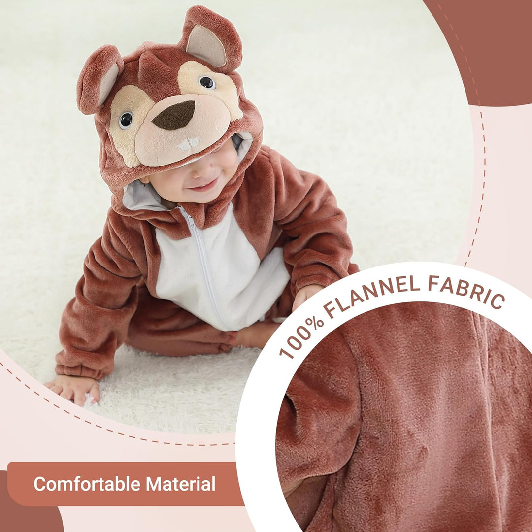 COOKY.D Unisex Winter-Overall mit Kapuze für Babys 2-36 Monate 2-5 Monate Eichhörnchen, 2-5 Monate E