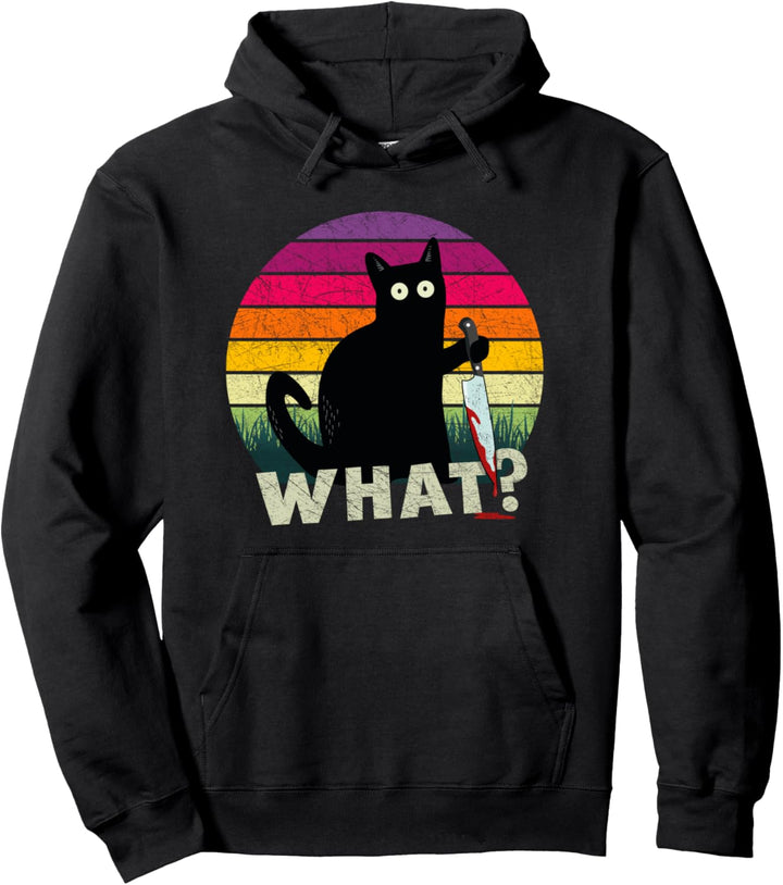 Katze What? Halloween Mörderische Katze mit Messer Geschenk Pullover Hoodie