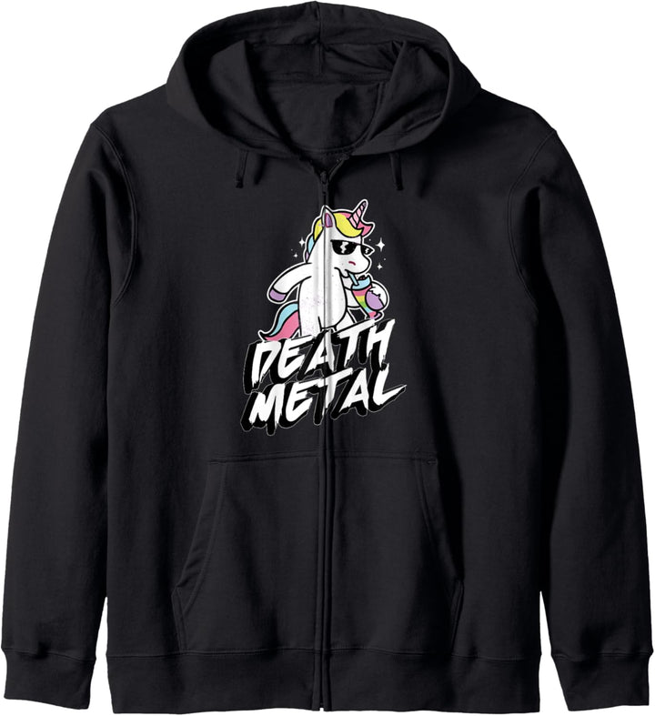 Death Metal Einhorn Lustiges Saufendes Unicorn Party Kapuzenjacke