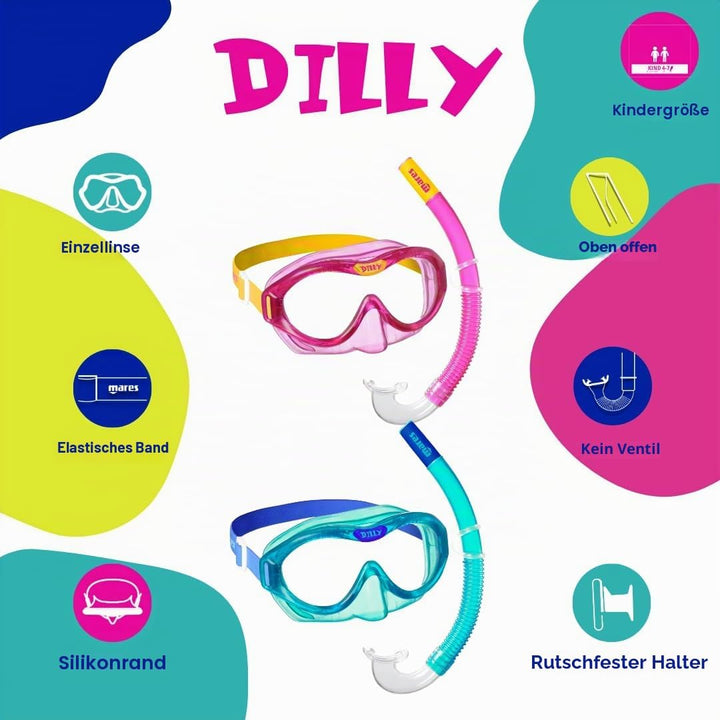 Mares Jungen Dilly Combo Schnorchelmaske Einheitsgrösse Blau, Einheitsgrösse Blau