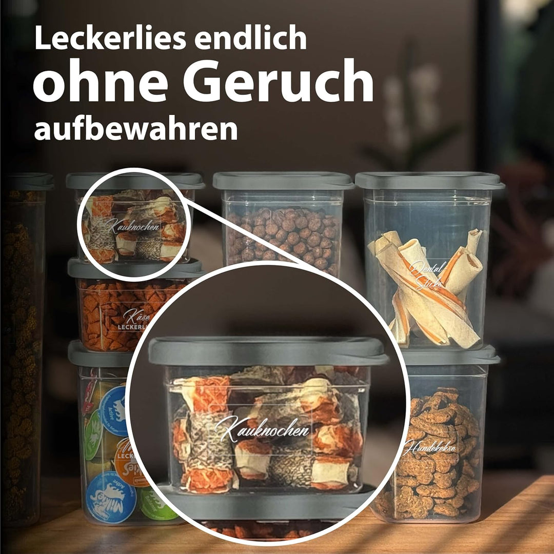 Luftdichte Vorratsdosen mit Deckel [1500ml - 12er-Set] Anthrazit - Stapelbar &amp; platzsparend für die