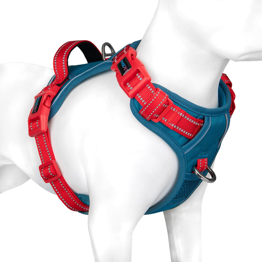 PHOEPET No Pull Hundegeschirr, reflektierende Hundeweste, mit weichem Trainingsgriff für kleine, mit