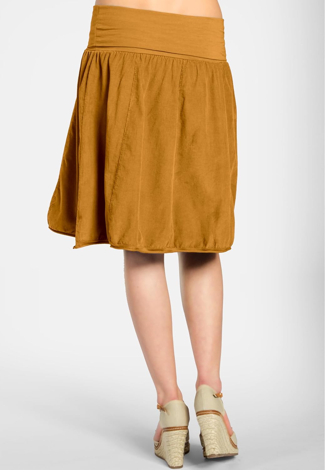 Caspar RO004 Damen Cord Rock Knielang, Curry