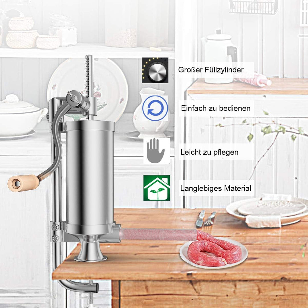 COSTWAY 3L Wurstfüller manuell, Wurstmaschine aus Edelstahl, Wurstfüllmaschine silber, Wurstpresse m