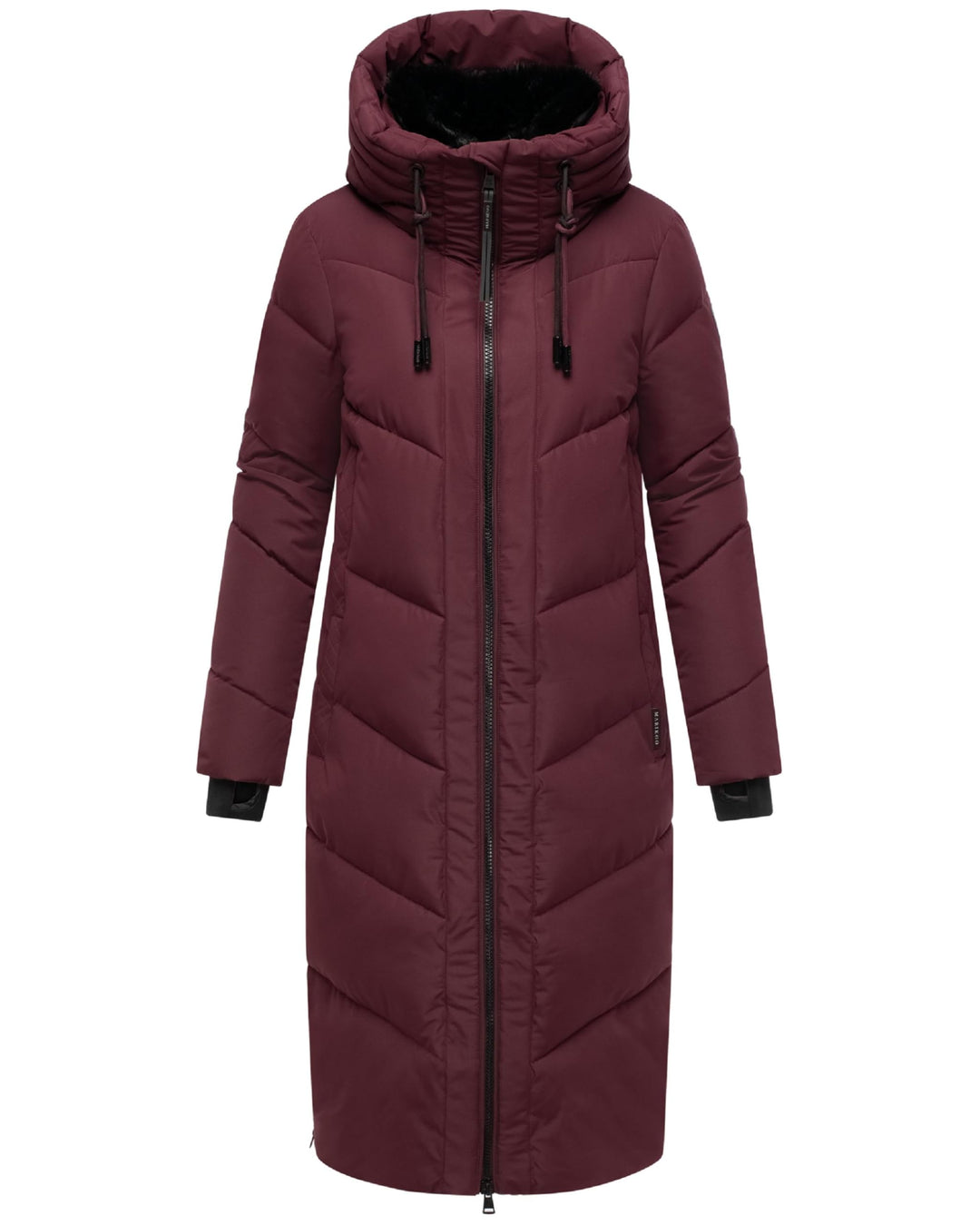 MARIKOO Damen Wintermantel warmer Steppmantel lang mit verstellbarer Kapuze und hohem Kragen Nadaree