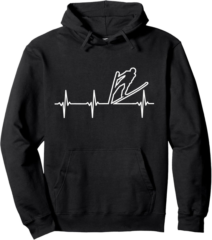 Skispringen Skifliegen Herzschlag Skispringer Figur Pullover Hoodie