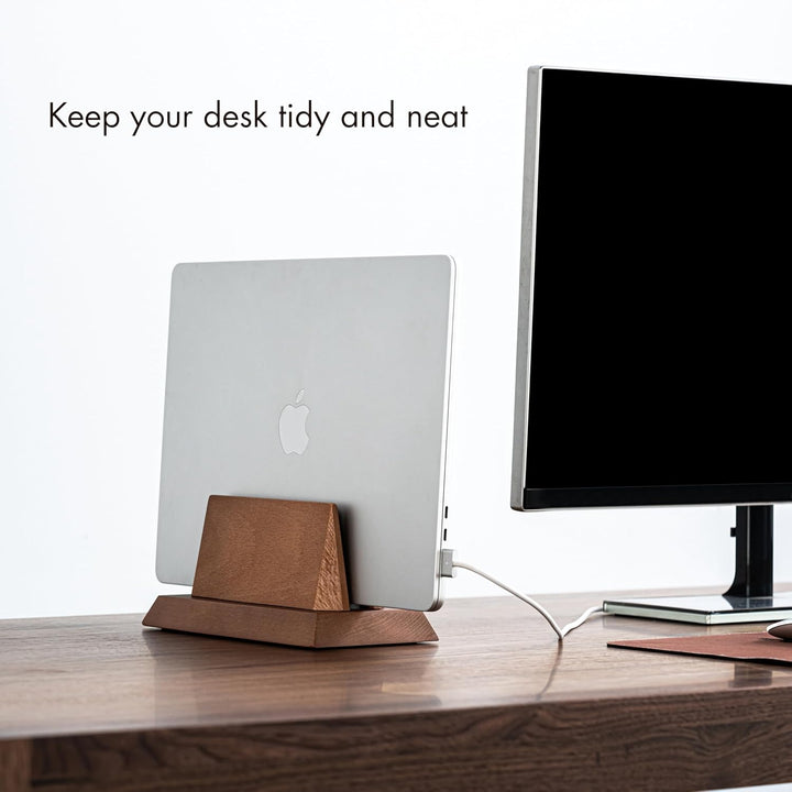 Verstellbarer vertikaler Laptop-Ständer, kompatibel mit allen Laptops, MacBook-Ständer, Holz-iPad-Ha