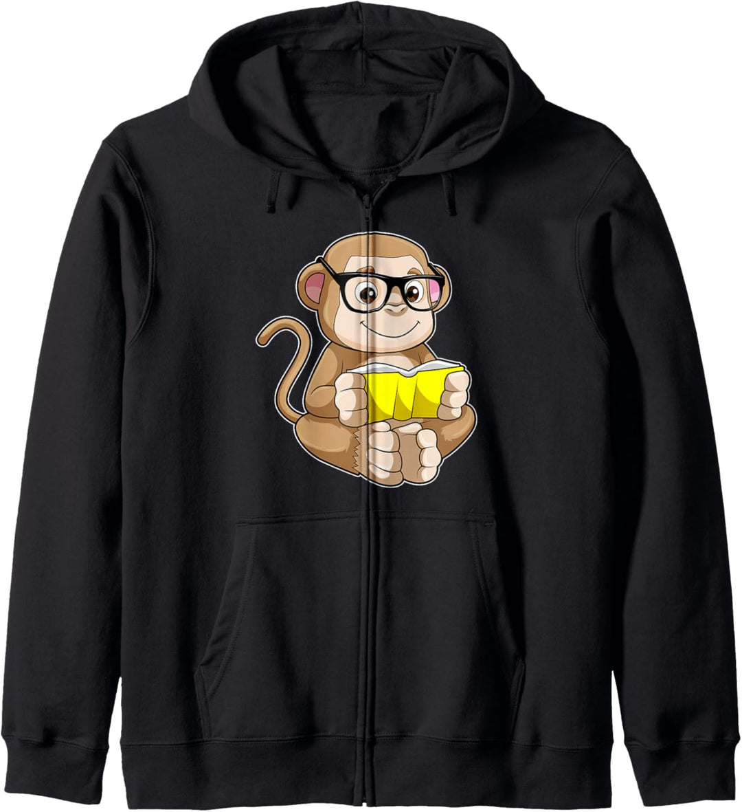 Affe Nerd Buch Brille Kapuzenjacke
