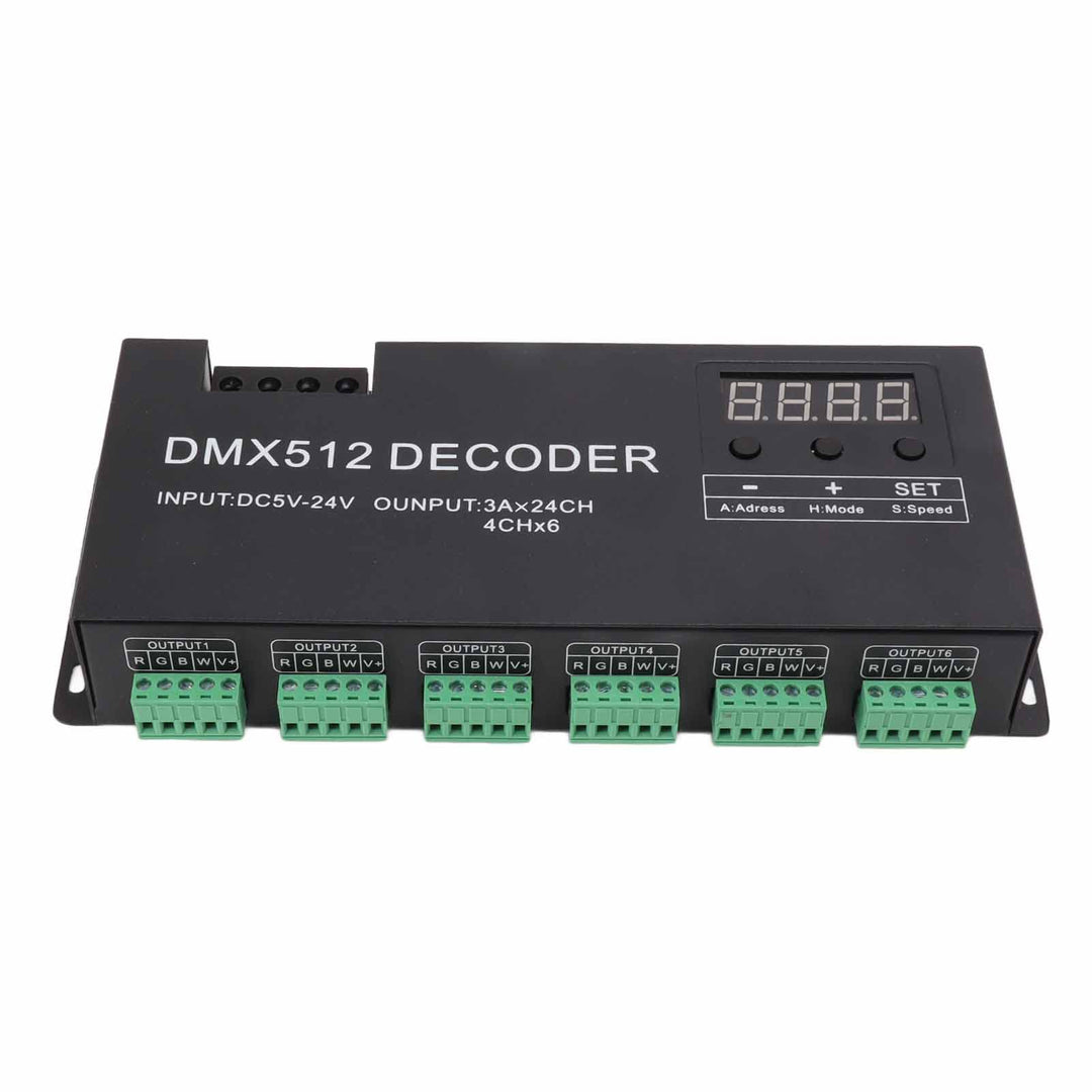 DC5-24V 24-Kanal-DMX-Decoder RGBW-Konstantspannungsdecoder Digitalanzeige Dimmtreiber LED-Controller