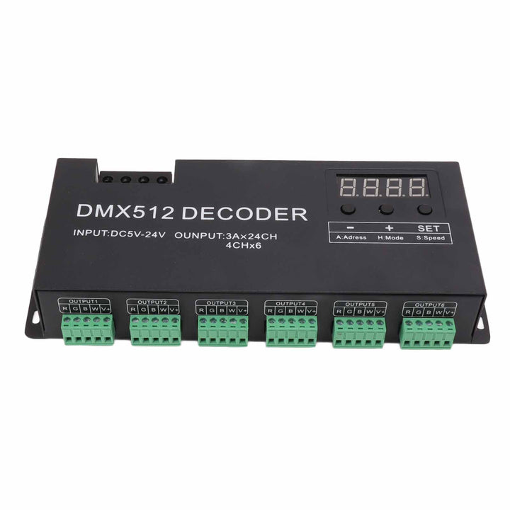 DC5-24V 24-Kanal-DMX-Decoder RGBW-Konstantspannungsdecoder Digitalanzeige Dimmtreiber LED-Controller