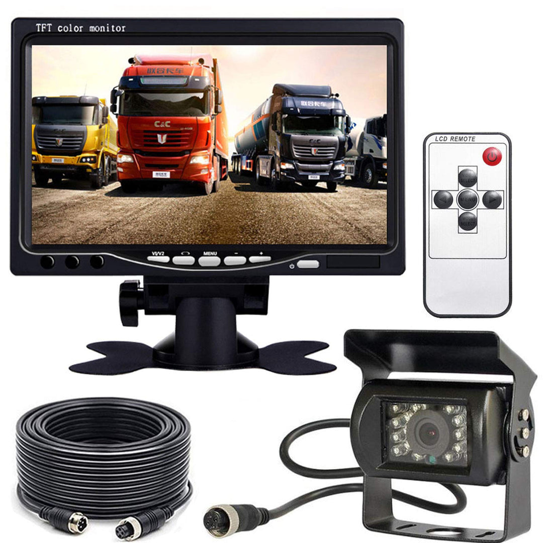 Xinyida Rückfahrkamera, 4-polig, 12 V bis 24 V, 18 LEDs, IR-Nachtsicht, wasserdicht, mit 15 m Kabel