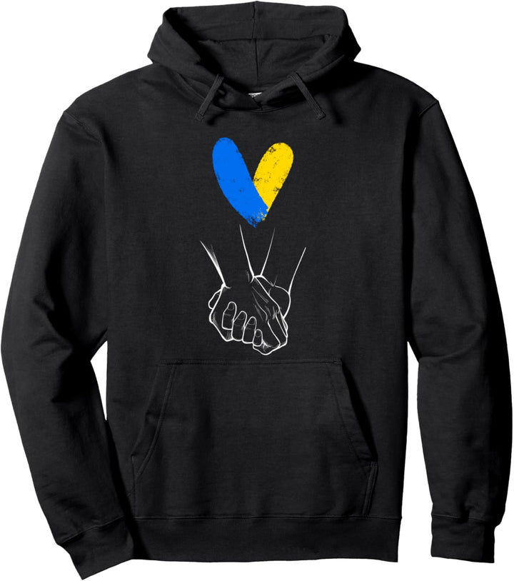Ukrainische Herz-Flagge, Hand-Schild, Liebesherzen Pullover Hoodie