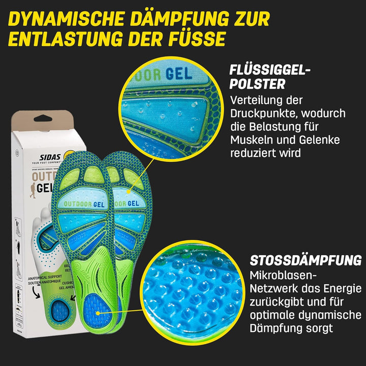 Sidas Gel Comfort Outdoor Sohle FR : L (Taille Fabricant : L:42-43) Grün, FR : L (Taille Fabricant :