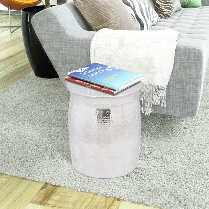 vidaXL Beistelltisch Gehämmertes Aluminium Silbern Hocker Sofatisch Couchtisch 42 cm Silber, 42 cm S