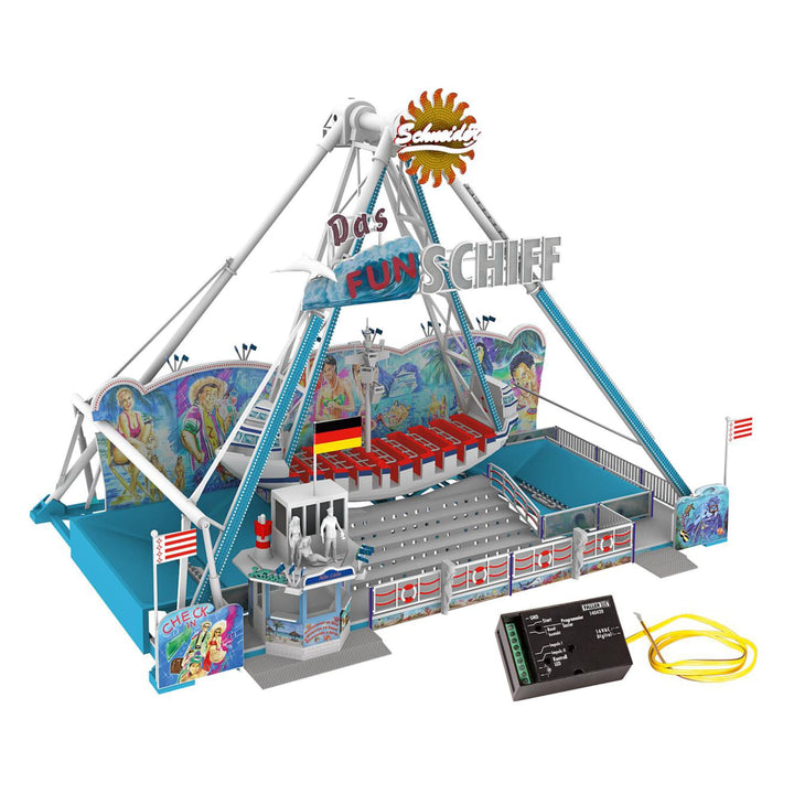 FALLER Fahrgeschäft FUN-Schiff Modellbausatz mit 252 Einzelteilen 285 x 183 x 210 mm I Modelleisenba