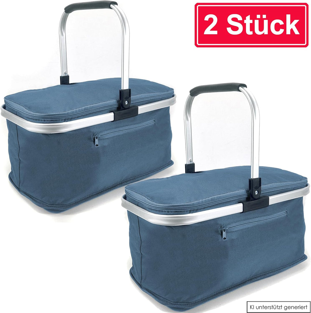 2 Stück 24L Einkaufskorb Gross Isolierkorb Kühlkorb Kühltasche Picknickkorb Thermotasche Kühltasche