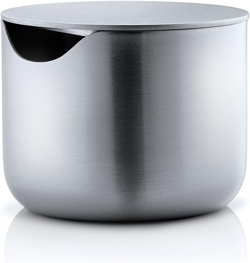 Blomus 63638 Basic Butterdose, edelstahl matt, medium &amp; -BASIC- Zuckerdose aus mattiertem Edelstahl,