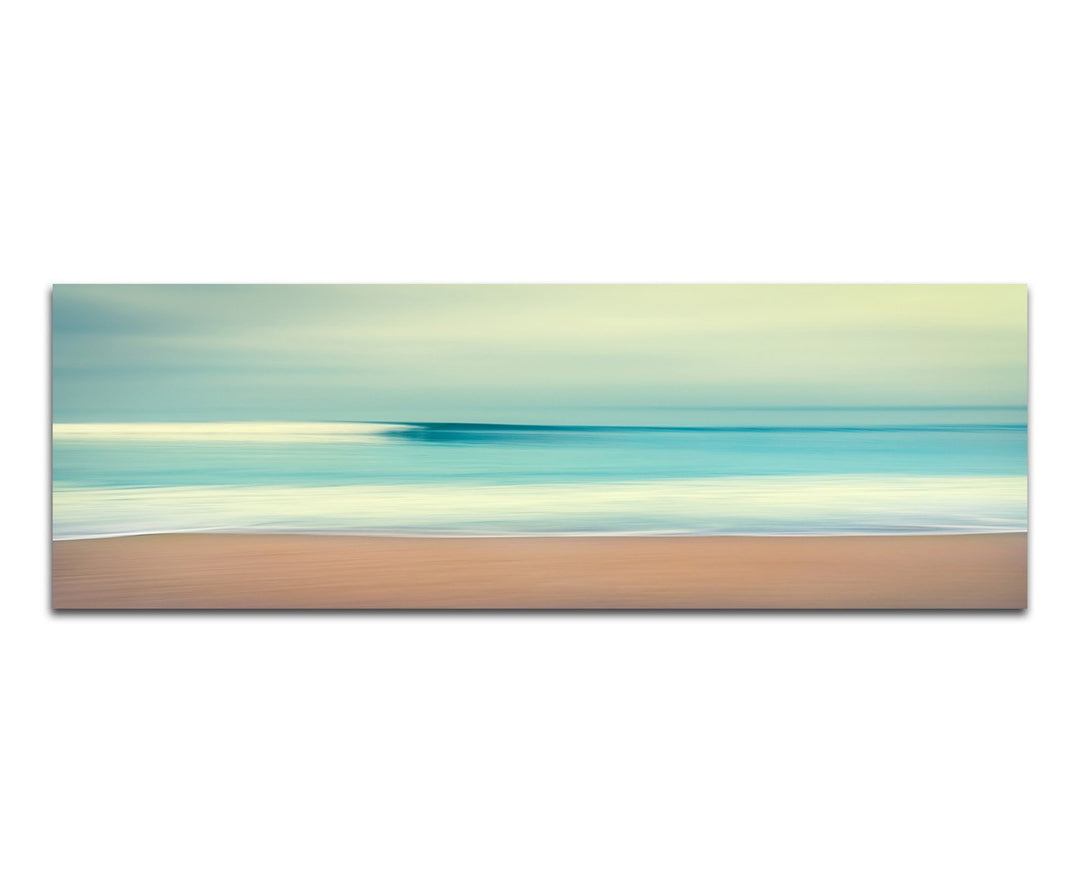 Paul Sinus Art Panoramabild auf Leinwand und Keilrahmen 150x50cm Meer Strand Vintage abstrakt versch