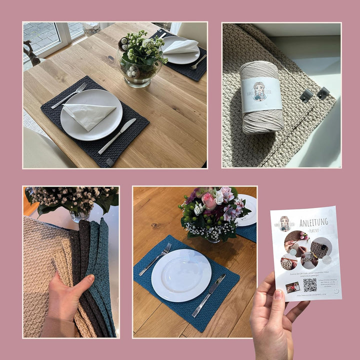 HÄKEL LIESE Häkelset für Anfänger – Platzsets häkeln & Tischsets Stoff selbst machen | DIY Häkelset