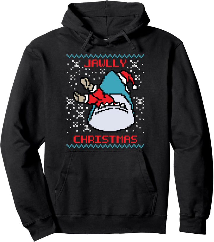 Jawly Christmas Hai frisst Weihnachtsmann Ugly Christmas Pullover Hoodie