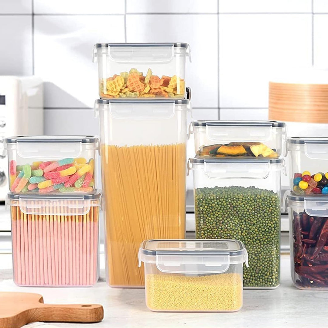 stusgo 18 Stück luftdichte Frischhaltedosen mit Deckel, BPA-frei, transparent, Vorratsbehälter für K