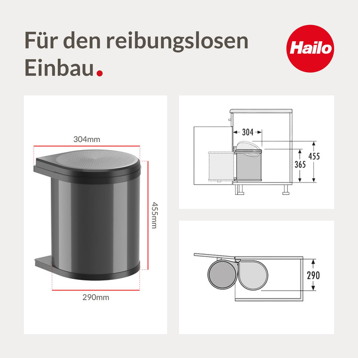 Hailo Abfallsammler Swing Mono Mülleimer Abfalleimer 3515 slate-grey NEU