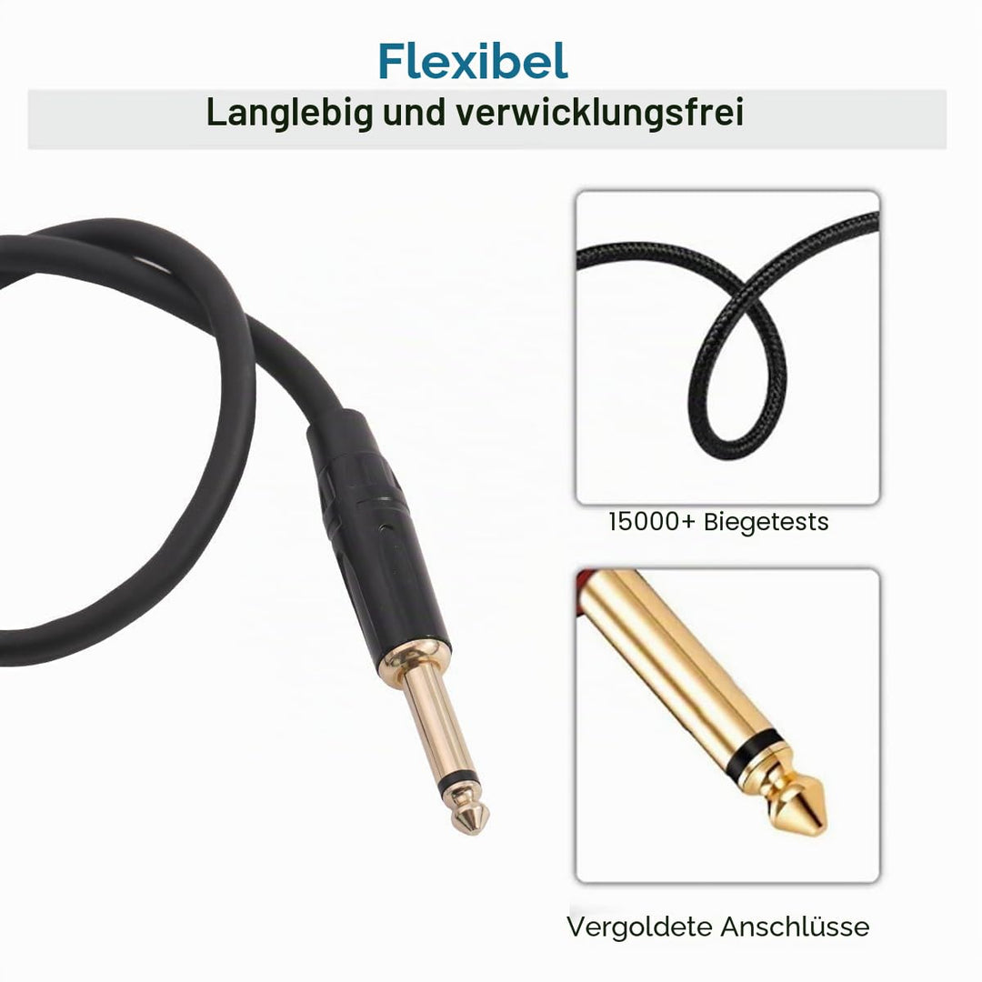 PENGLIN 50CM TS Panel Mount Audio Verlängerungskabel, D-Typ 6.35mm Buchse auf TS Mono Stecker Für Mi