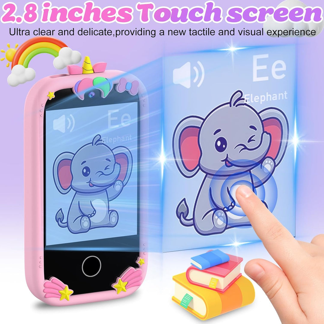 3T6B Kinder Handy Smartphone, Kinderkamera mit Dual Kamera, 2.8 Inch Touchscreen Lerntelefon Lernspi