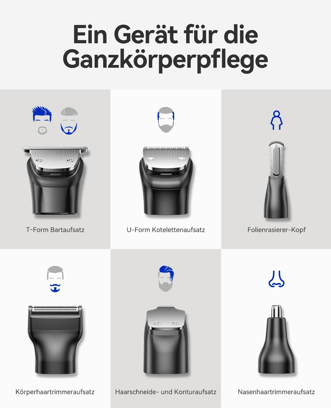 kensen Barttrimmer Herren,18 In 1 Bartschneider Set Wasserdicht Beard Trimmer Usb-C Bart Rasierer El