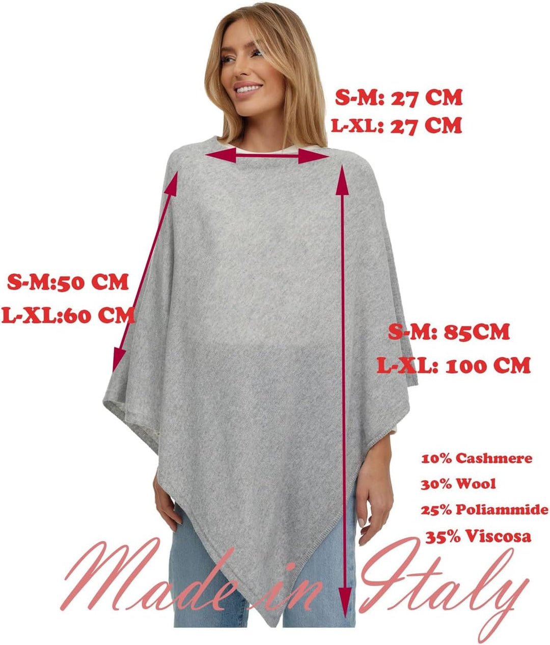 Damen Strick Poncho Unifarbe Cape Feinstrick XXL Pullover Umhängetuch Eleganz Stil und Komfort für F