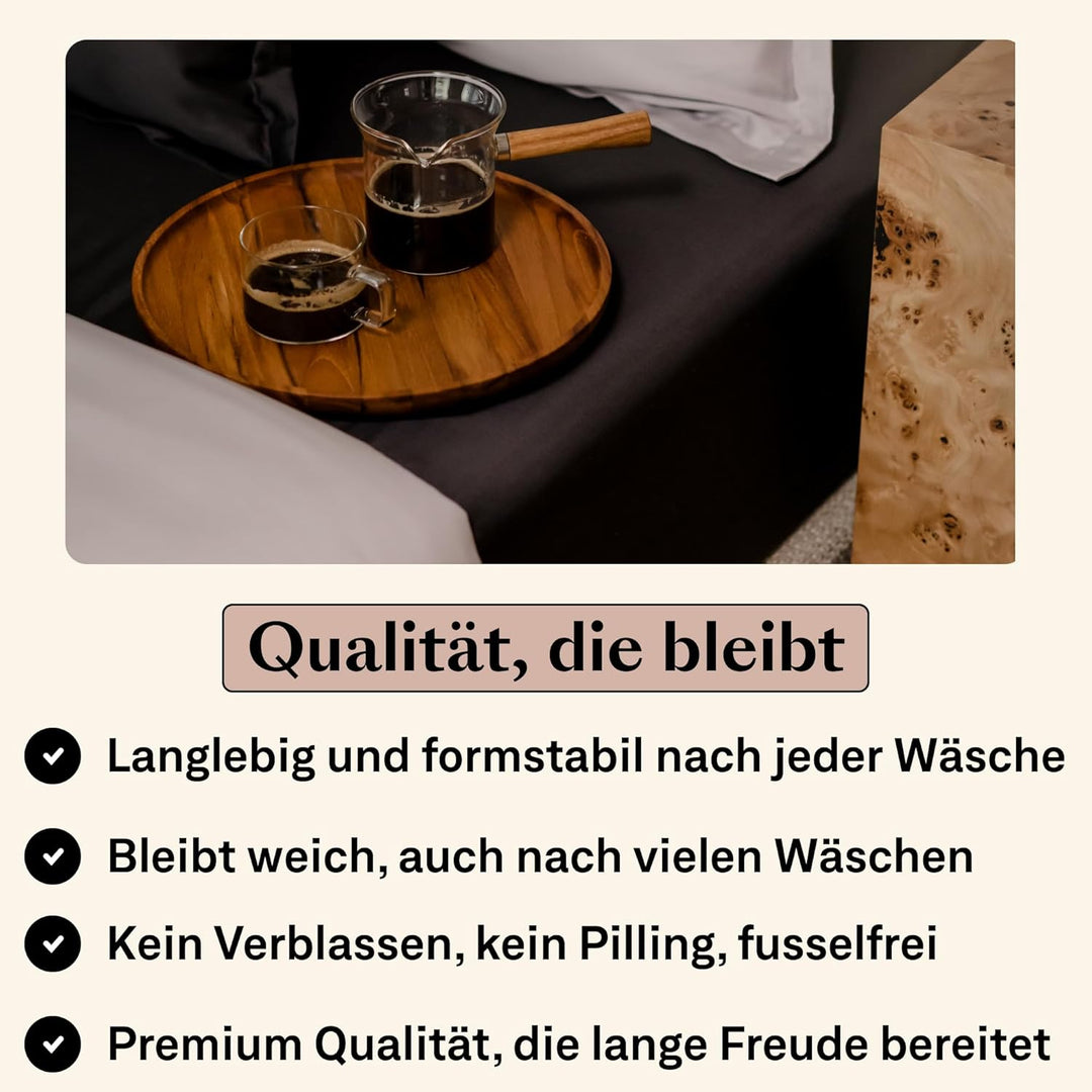 Amqua Mako Satin Kissenbezug (1x) aus ägyptischer Baumwolle 40x40 cm, anthrazit (1x) 40x40cm Schwarz