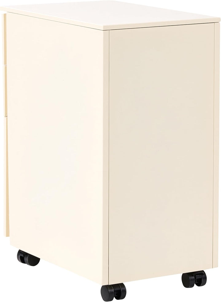 Aktenschrank Metall 3 Schubladen Hellbeige rollbar abschliessbar Büroschrank Bolsena